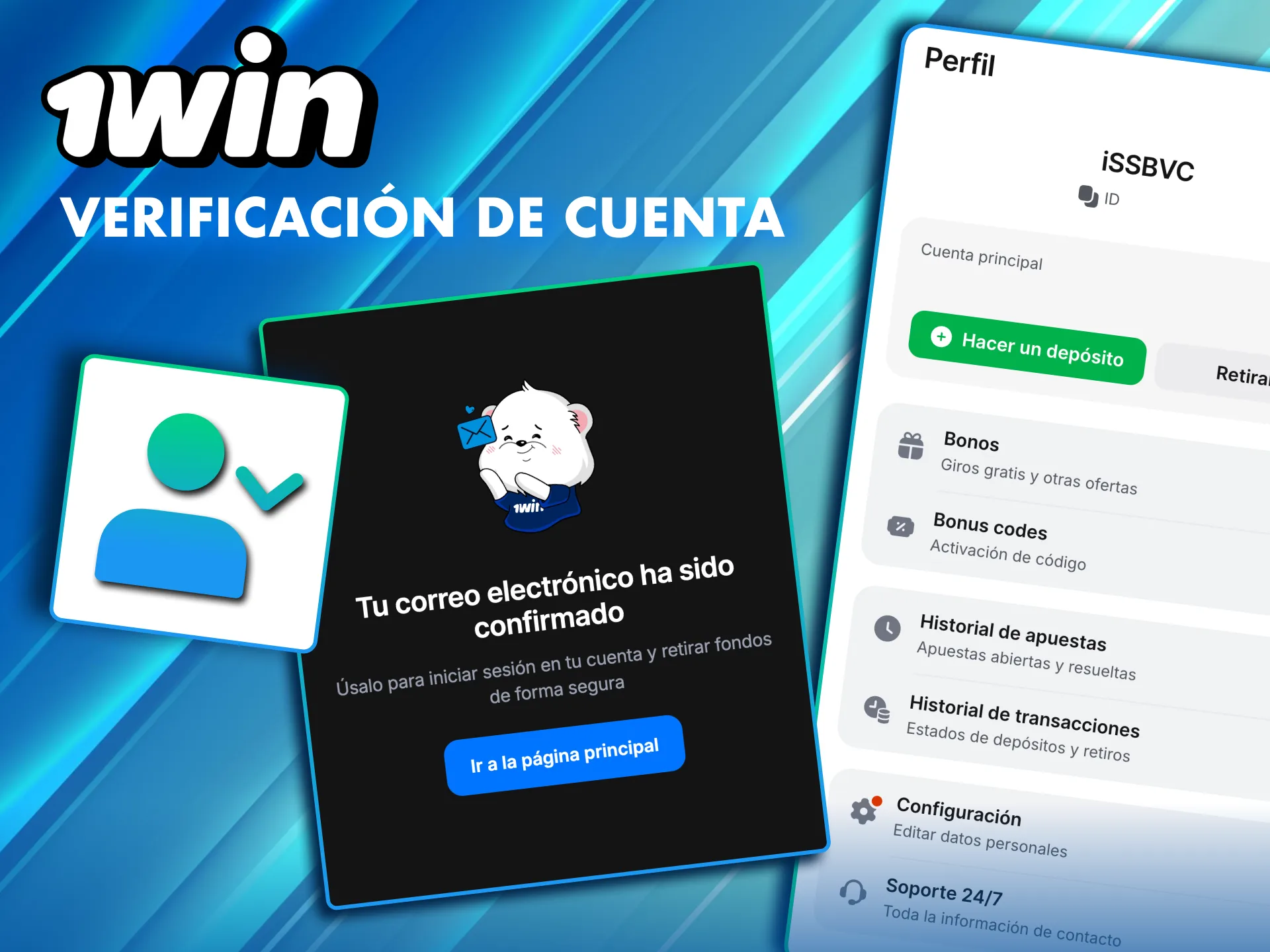 Verifica tu cuenta en 1Win M&eacute;xico con correo y documentos oficiales.