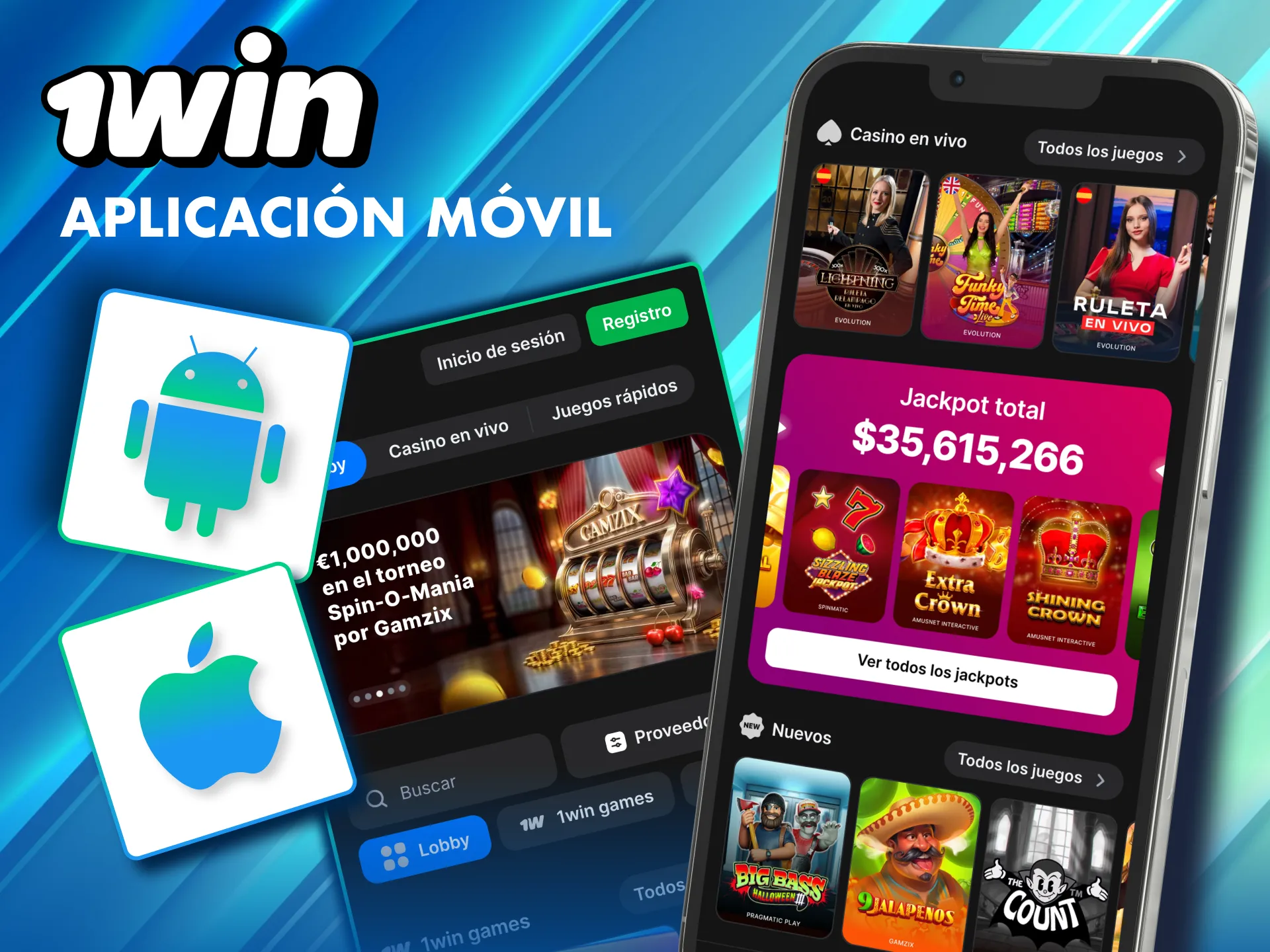 App de 1Win M&eacute;xico con casino, deportes y pagos m&oacute;viles.