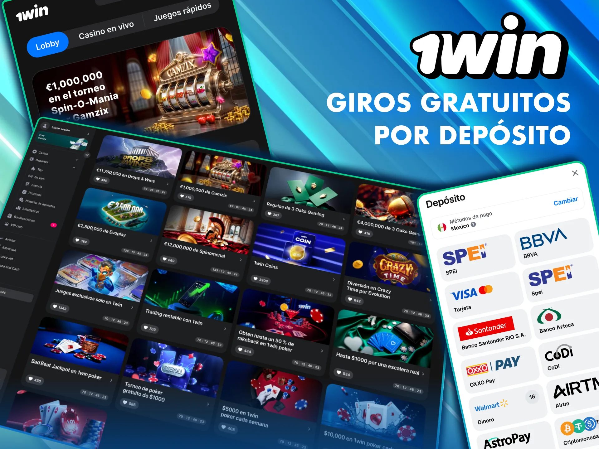 Obt&eacute;n giros gratis en 1Win y transfiere ganancias al saldo principal.