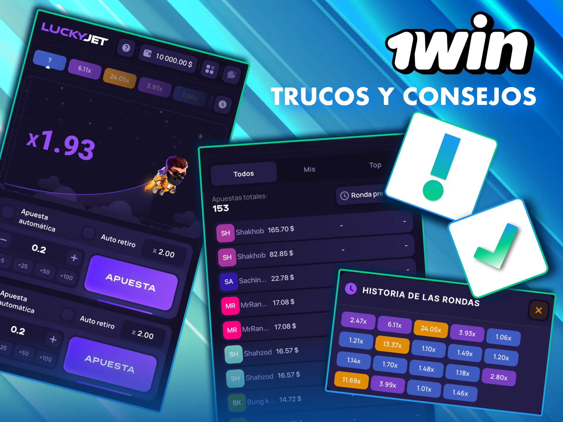 Practica Lucky Jet en 1Win con versi&oacute;n demo y ajusta tu multiplicador seg&uacute;n tu meta.